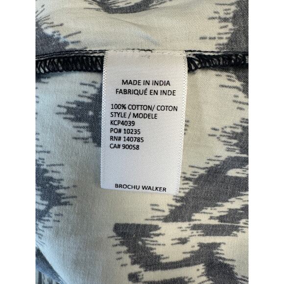 Brochu Walker Navy Ikat Print Cotton Midi Dress Large Sleeveless Ruffle Strap - Picture 11 of 12